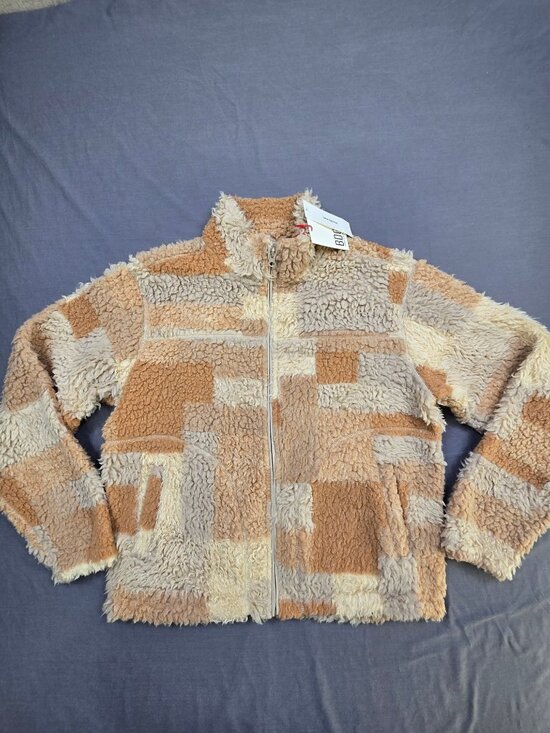 BDG Jackets & Blazers - NEW BDG Medium Sherpa Jacket Beige/Brown Patchwork Full Zip